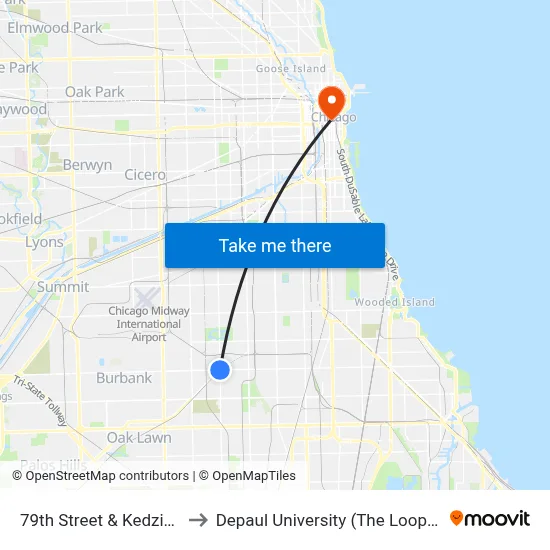 79th Street & Kedzie (East) to Depaul University (The Loop Campus) map