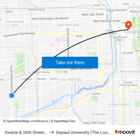 Kedzie & 26th Street (South) to Depaul University (The Loop Campus) map
