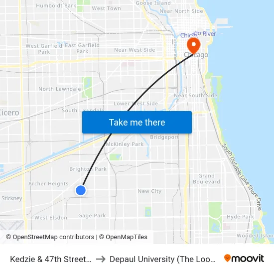 Kedzie & 47th Street (North) to Depaul University (The Loop Campus) map