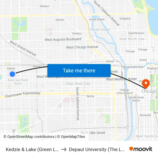 Kedzie & Lake (Green Line) (North) to Depaul University (The Loop Campus) map