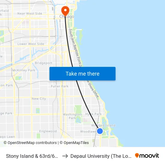 Stony Island & 63rd/64th (South) to Depaul University (The Loop Campus) map