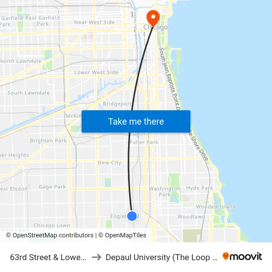 63rd Street & Lowe (West) to Depaul University (The Loop Campus) map