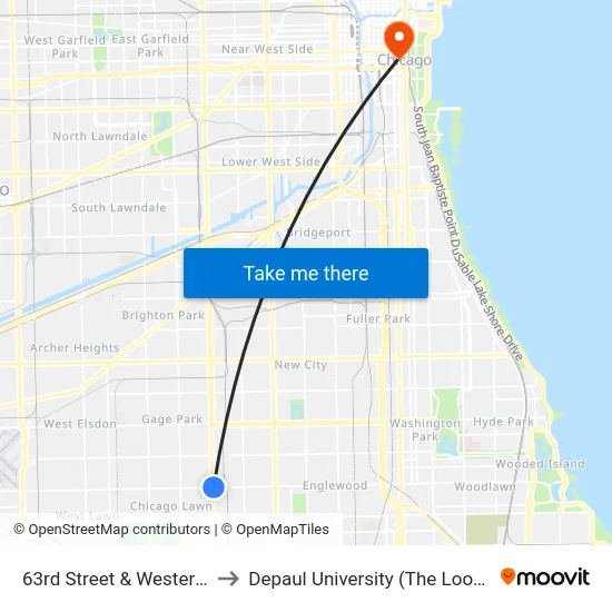 63rd Street & Western (West) to Depaul University (The Loop Campus) map