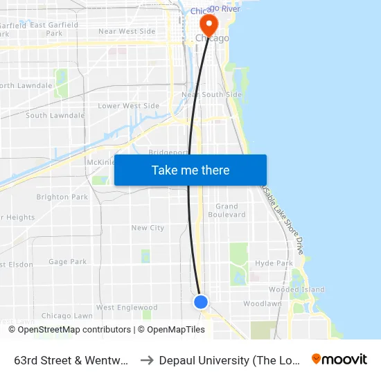 63rd Street & Wentworth (East) to Depaul University (The Loop Campus) map