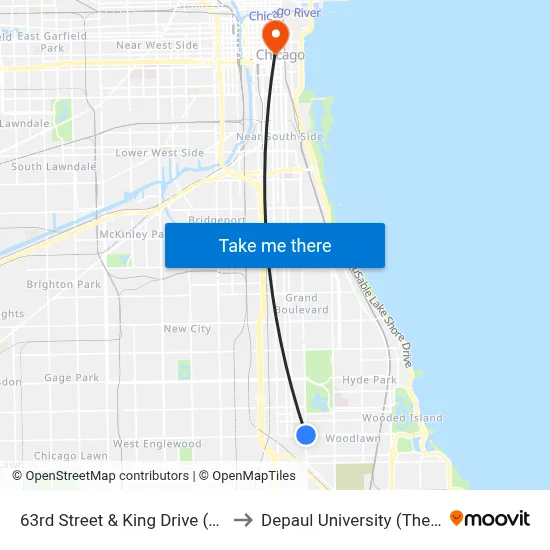63rd Street & King Drive (Green Line) (East) to Depaul University (The Loop Campus) map