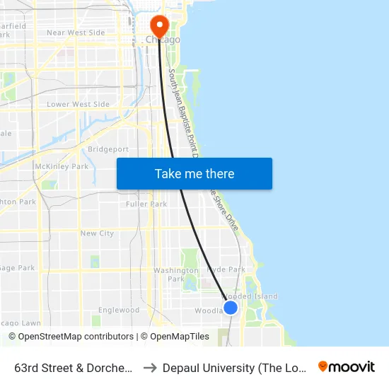 63rd Street & Dorchester (East) to Depaul University (The Loop Campus) map