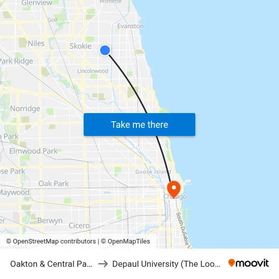 Oakton & Central Park (East) to Depaul University (The Loop Campus) map