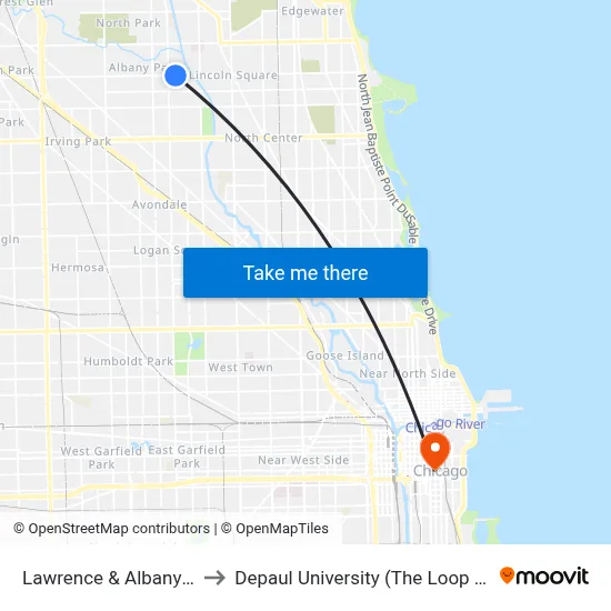 Lawrence & Albany (East) to Depaul University (The Loop Campus) map