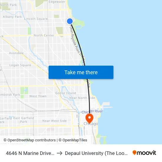 4646 N Marine Drive (North) to Depaul University (The Loop Campus) map