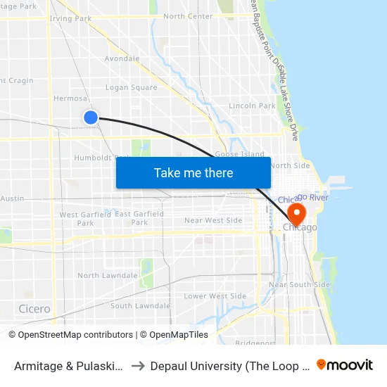 Armitage & Pulaski (West) to Depaul University (The Loop Campus) map