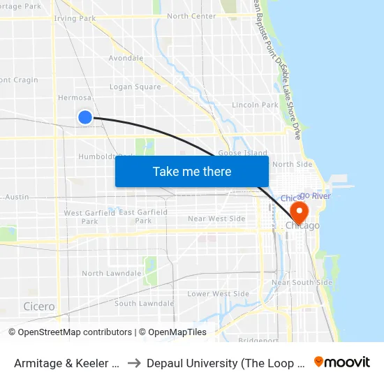 Armitage & Keeler (West) to Depaul University (The Loop Campus) map