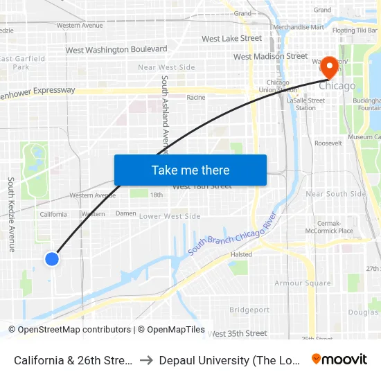 California & 26th Street (North) to Depaul University (The Loop Campus) map