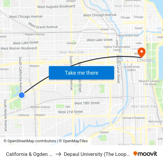 California & Ogden (South) to Depaul University (The Loop Campus) map