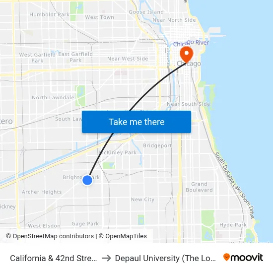 California & 42nd Street (South) to Depaul University (The Loop Campus) map