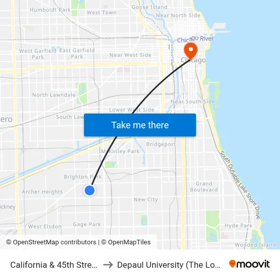 California & 45th Street (South) to Depaul University (The Loop Campus) map
