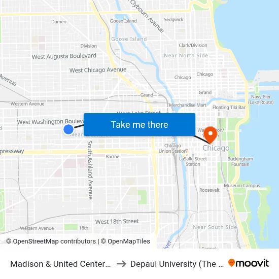 Madison & United Center (1900 W) (East) to Depaul University (The Loop Campus) map