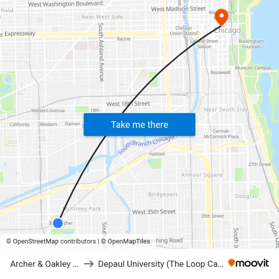 Archer & Oakley (Sw) to Depaul University (The Loop Campus) map