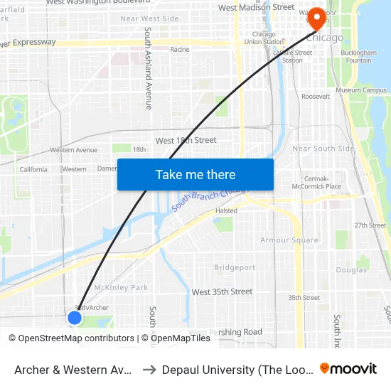 Archer & Western Avenue (Sw) to Depaul University (The Loop Campus) map