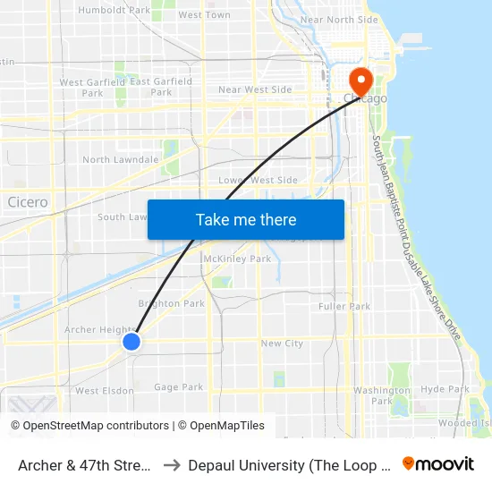 Archer & 47th Street (Sw) to Depaul University (The Loop Campus) map