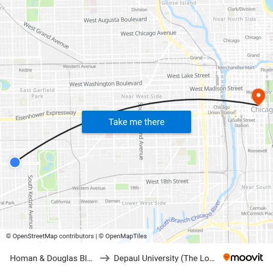 Homan & Douglas Blvd (South) to Depaul University (The Loop Campus) map