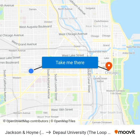 Jackson & Hoyne (West) to Depaul University (The Loop Campus) map
