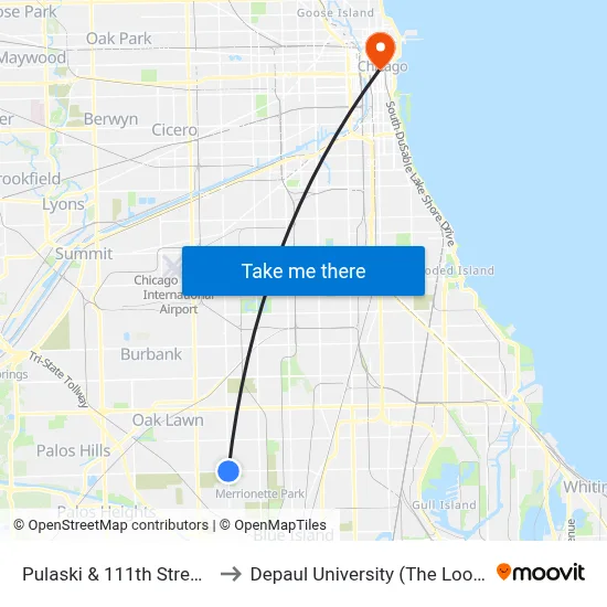 Pulaski & 111th Street (South) to Depaul University (The Loop Campus) map