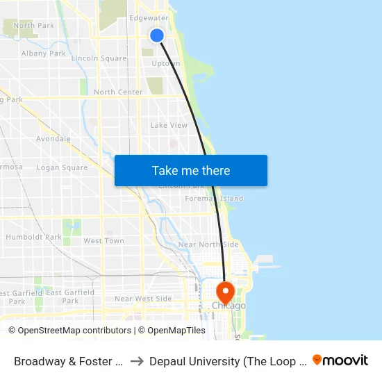 Broadway & Foster (North) to Depaul University (The Loop Campus) map