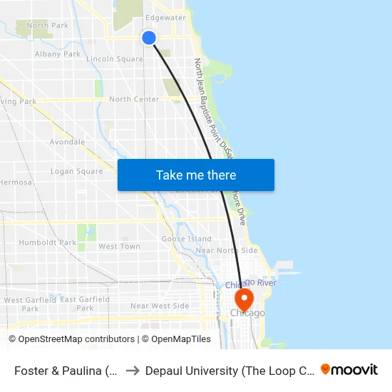 Foster & Paulina (West) to Depaul University (The Loop Campus) map