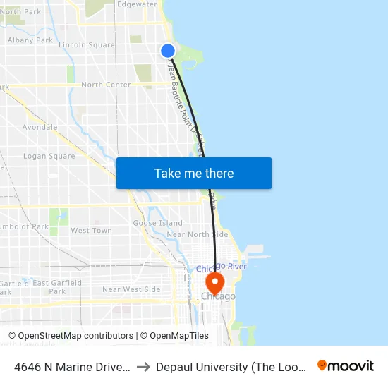 4646 N Marine Drive (South) to Depaul University (The Loop Campus) map