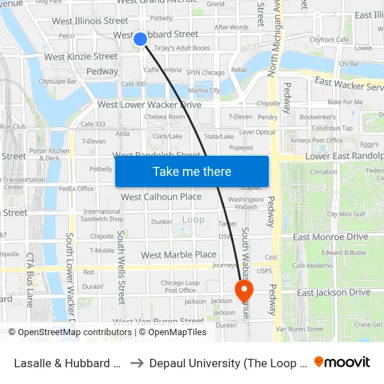 Lasalle & Hubbard (South) to Depaul University (The Loop Campus) map