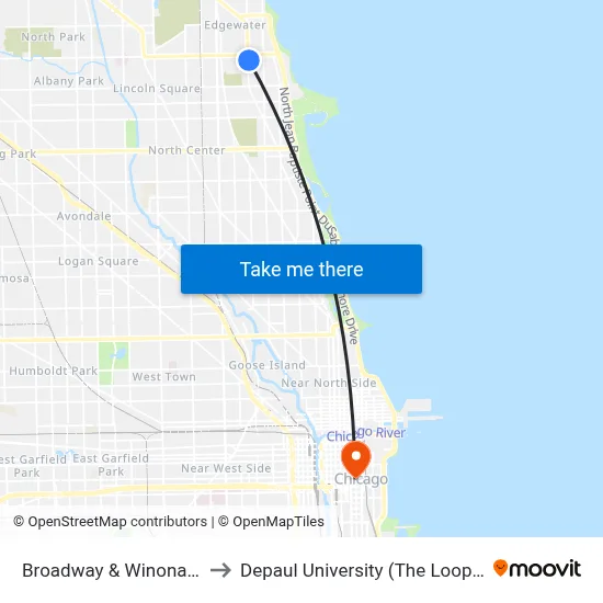 Broadway & Winona (North) to Depaul University (The Loop Campus) map