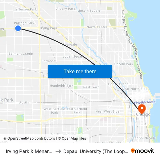 Irving Park & Menard (East) to Depaul University (The Loop Campus) map