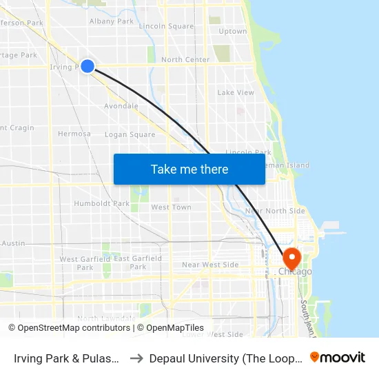 Irving Park & Pulaski (East) to Depaul University (The Loop Campus) map