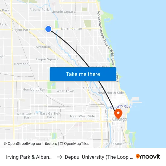 Irving Park & Albany (East) to Depaul University (The Loop Campus) map