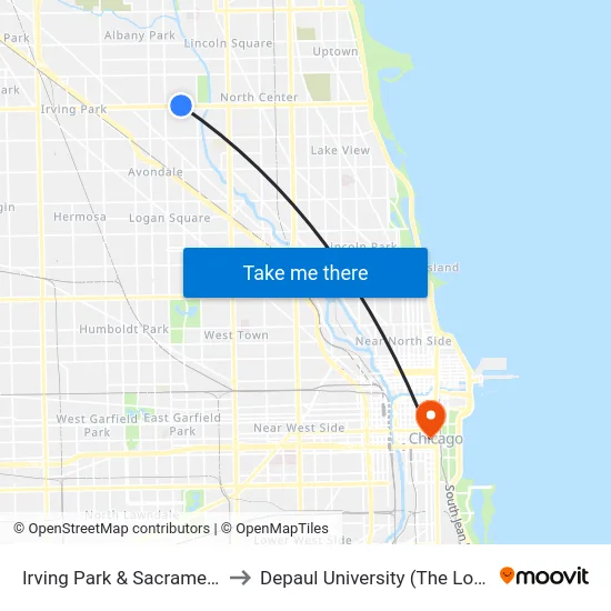Irving Park & Sacramento (West) to Depaul University (The Loop Campus) map
