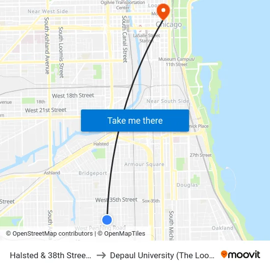 Halsted & 38th Street (South) to Depaul University (The Loop Campus) map