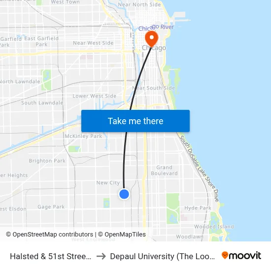 Halsted & 51st Street (North) to Depaul University (The Loop Campus) map