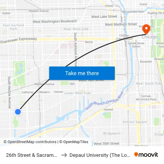 26th Street & Sacramento (East) to Depaul University (The Loop Campus) map
