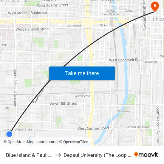 Blue Island & Paulina (Sw) to Depaul University (The Loop Campus) map