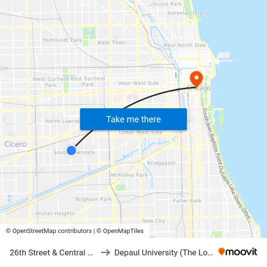 26th Street & Central Park (West) to Depaul University (The Loop Campus) map
