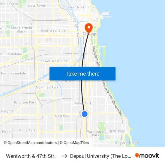 Wentworth & 47th Street (North) to Depaul University (The Loop Campus) map