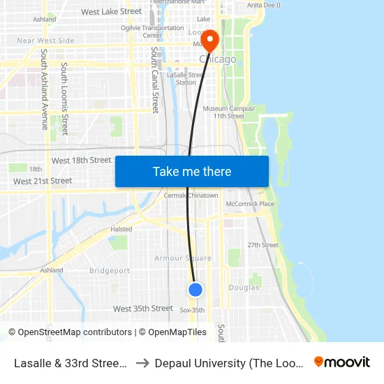 Lasalle & 33rd Street (North) to Depaul University (The Loop Campus) map