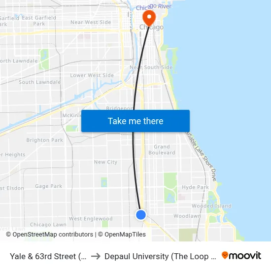 Yale & 63rd Street (South) to Depaul University (The Loop Campus) map