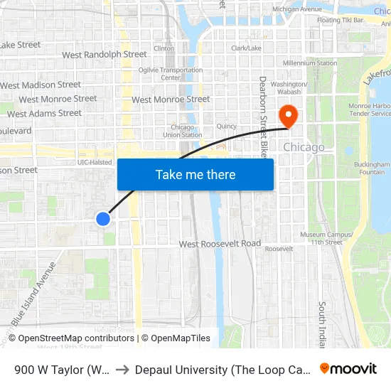 900 W Taylor (West) to Depaul University (The Loop Campus) map