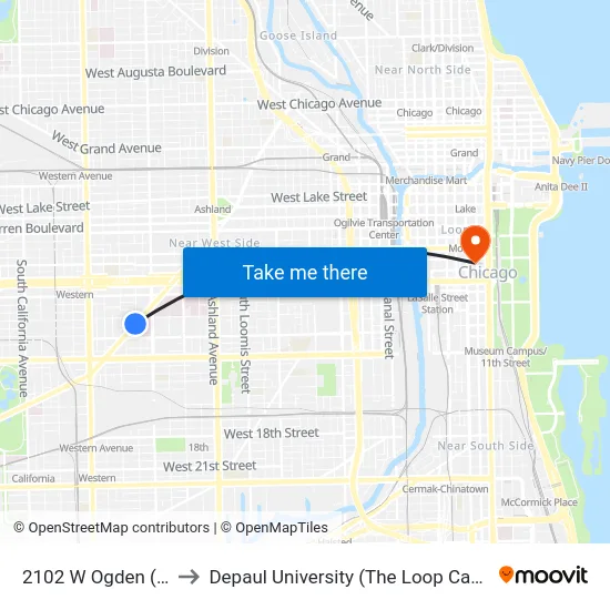 2102 W Ogden (Sw) to Depaul University (The Loop Campus) map