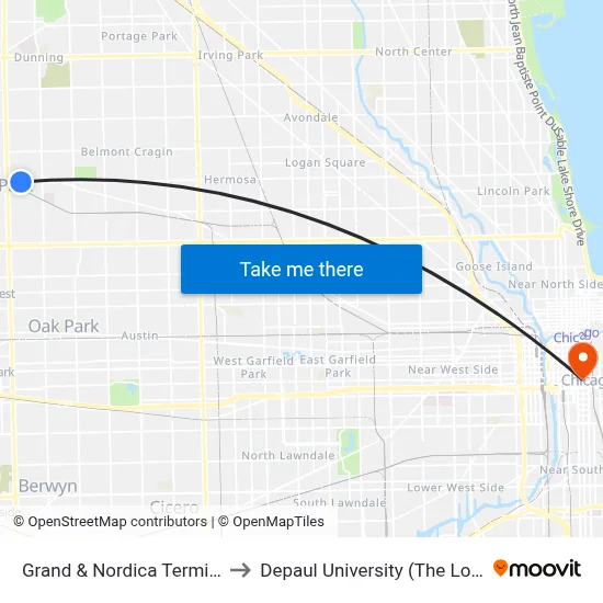 Grand & Nordica Terminal (South) to Depaul University (The Loop Campus) map