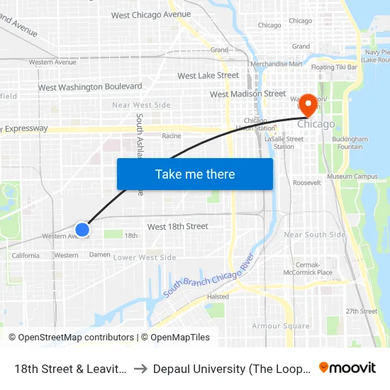 18th Street & Leavitt (East) to Depaul University (The Loop Campus) map