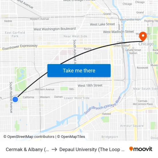 Cermak & Albany (West) to Depaul University (The Loop Campus) map