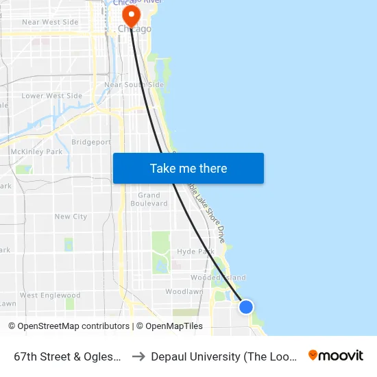 67th Street & Oglesby (East) to Depaul University (The Loop Campus) map