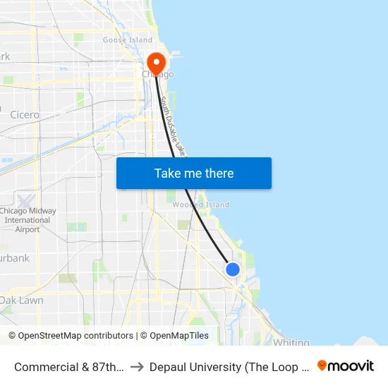 Commercial & 87th Street to Depaul University (The Loop Campus) map